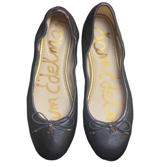 Sam Edelman Shoes - Sam Edelman Felicia Leather Black With Logo Jewel Size 9.5